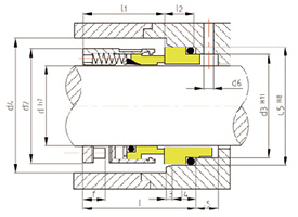 散装多簧紧凑型机械密封OTH-7212/7214尺寸图